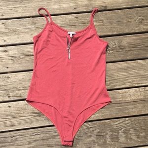 Red Ribbed Bodysuit